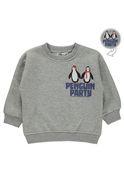 Civil Boys Penguin Party Printed Sweatshirt for Ages 2-5 - Gray