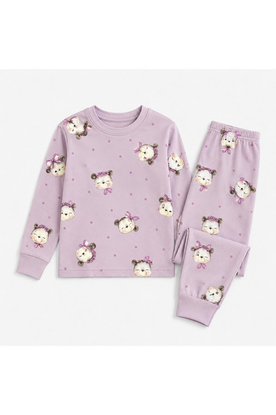 zahider Girls' 100% Cotton Stretch Fabric Long-Sleeved Pajama Set