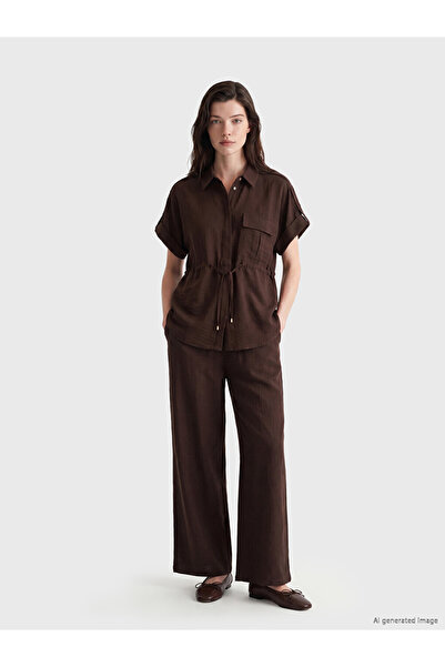 LC Waikiki Pantaloni de damă cu talie elastică și picior larg