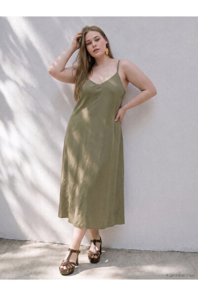 LC Waikiki Nevavm Plus Size Modal Blend Strap Dress with a Difference