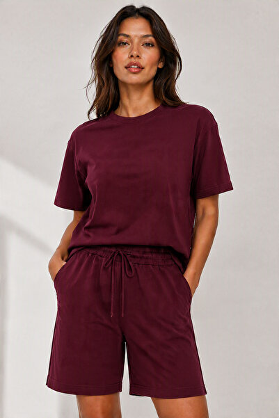 ALGLIFE Women's Shorts and T-Shirt Set - Large Size - with Pockets and Laces