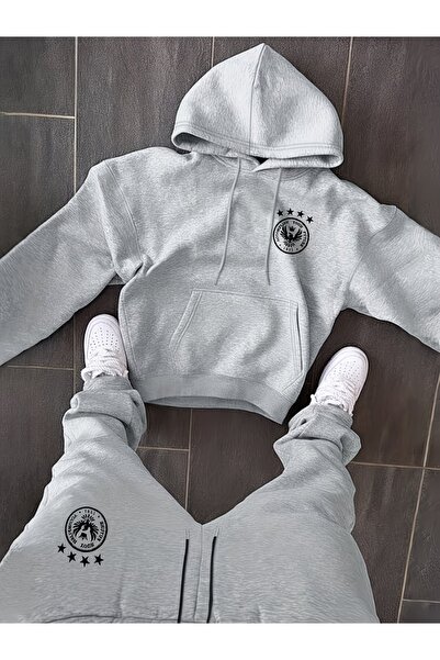 darkopia Unisex Men's and Women's Eagle Logo Printed Oversize 3 Thread Hooded...