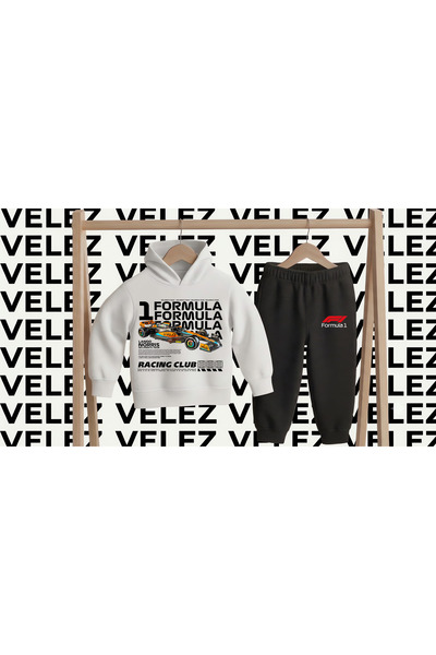 STİL-X Formula 1 Printed 3 Threaded Hooded Children's Tracksuit Set