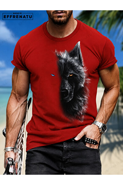 EFFRENATU Tricou cu imprimeu Dev Wolf în mărimi mari, în culori distinctive