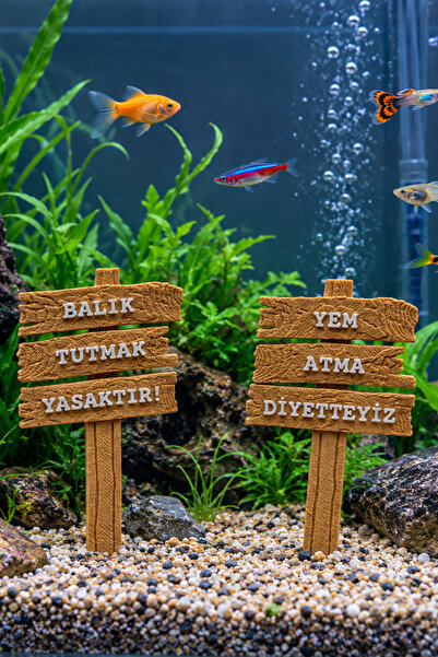 Reskatech Akvaryum Dekoru Dekoratif Tabela Seti 2'li Akvaryum Süsü Eğlenceli ...