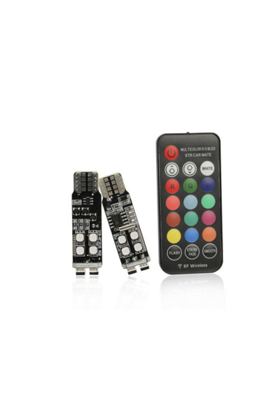 OEM Set Becuri LED Auto, Soclu T10, SMD 2835, 12V, RGB Multicolor