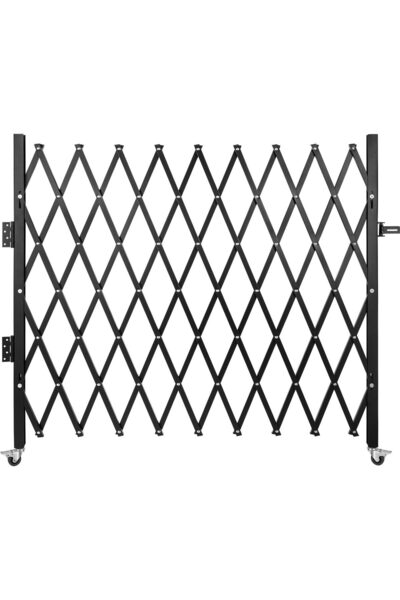 OEM Poarta pliabila acordeon, Otel, Negru, 2 x roti, Latime extinsa 2159 mm, ...