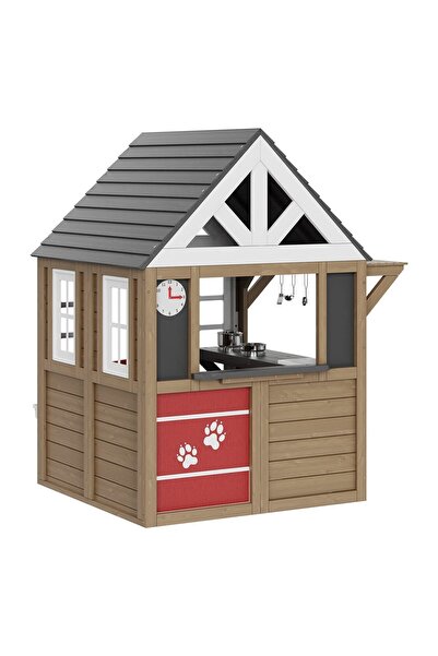 OMS Spatiu joaca multifunctional, Casuta cu bucatarie, Lemn cedar, 1403x1260x...