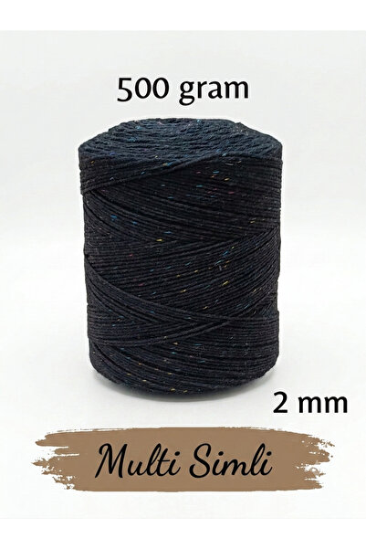Bevella Macrame Cord Silvery Cotton Black Gold Hand Knitting Thread Runner Th...