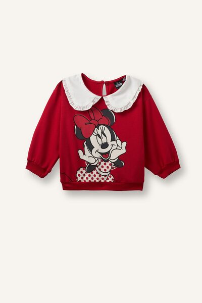DeFacto Disney Minnie Mouse Printed Ruffle Baby Collar Regular Fit Sweatshirt...
