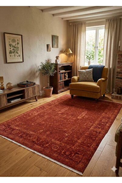 NevMahall Şiraz Serisi Vintage Eskitme Desenli Modern Yumuşak Dokulu Salon Ko...