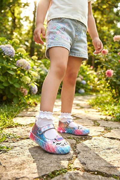 Kiko Kids Solen Işıklı Cırtlı Kız Çocuk Babet Ayakkabı