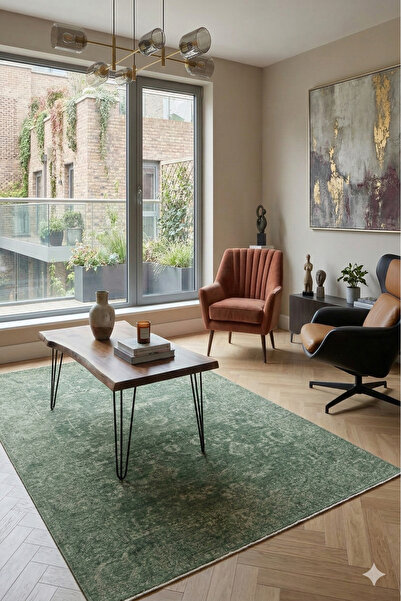 NevMahall Şiraz Serisi Vintage Eskitme Desenli Modern Yumuşak Dokulu Salon Ko...
