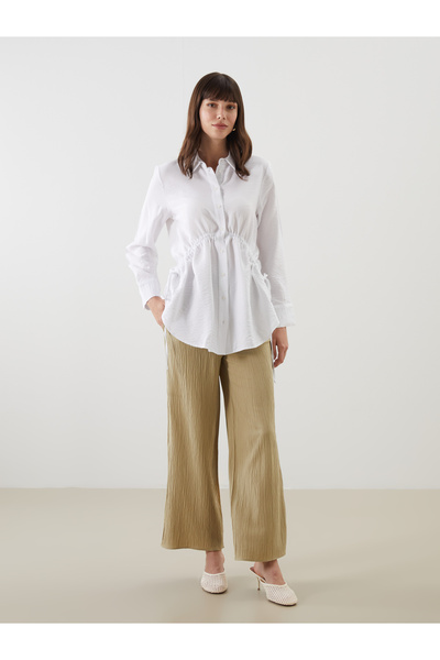 LC Waikiki Pantaloni de damă texturati cu talie elastică