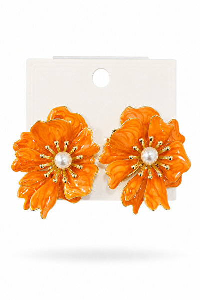 cityvision Orange Color Stone Vip Flower Model Steel Earrings