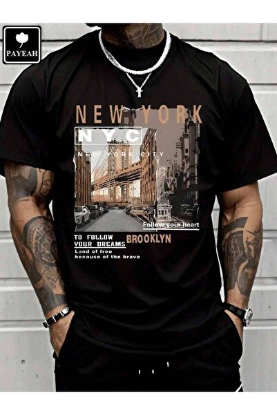 25W PAYEAH Men's Casual Streetwear Street View Of Brooklyn New York High Qual...