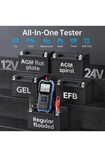 FNIRSI BTM-24 12V/24V Dijital Akü Test Cihazı (0-2000 CCA, Marş ve Şarj Testi)