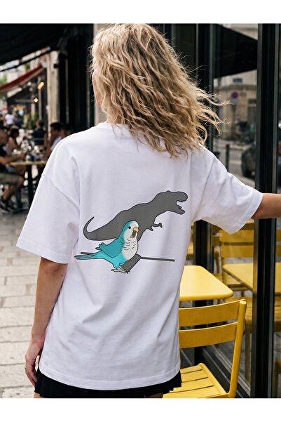 Generic Brand Cartoon Parrot and Dinosaur Shadow,casual wear,short sleeve,pre...