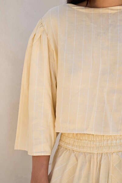 İKİKIZ Linen Blend Tie Blouse