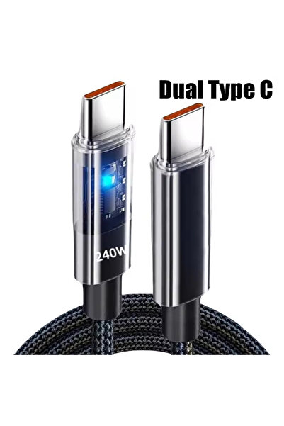 choice2 2m Dual Type C 240W Nylon Cable USB Type C Super Fast Charging Cable ...