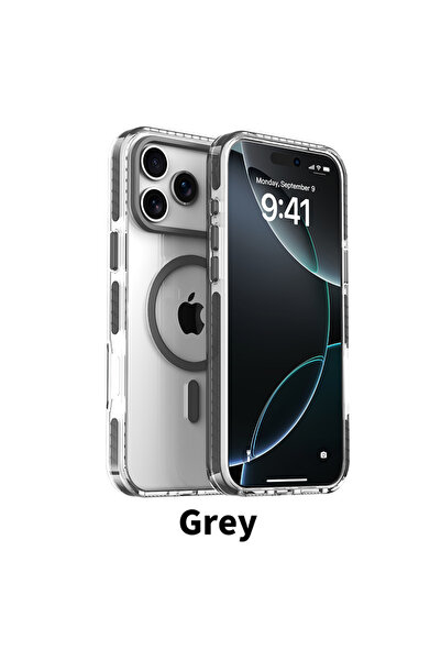 Choice iPhone17 Pro Max Gray Luxury PE Striped Border HD Phone Case for iPhon...
