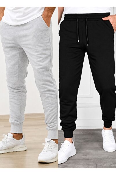 TORUK MAKTO Set of 2 Unisex Ribbed Leg Sweatpants Jogger Comfortable Fit Dail...