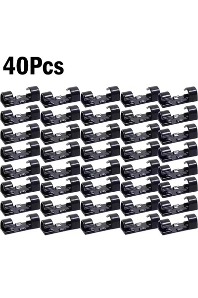 Choice9 40X-Black Cable Clips Organizer Drop Wire Holder Cord Management Self...