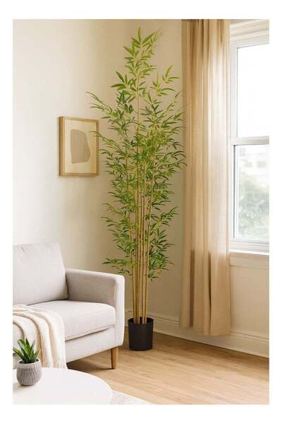 DRAMA HOME Artificial Bamboo Tree, 200 cm Tall – Dense Leaves with Realistic ...