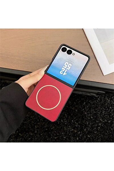 Choice12 Galaxy Z Flip7 Red Retro Leather for Magsafe Phone Case for Z Flip 5...
