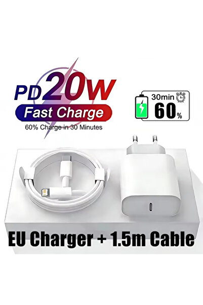 Choice1 EU Plug - 1.5m Cable 20W PD EU Plug Fast Wall Charger For iPhone 11 1...