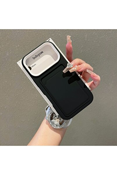 Choice78 iPhone17 Pro Max Black Luxury Push Card Slot Wallet Silicone Phone C...