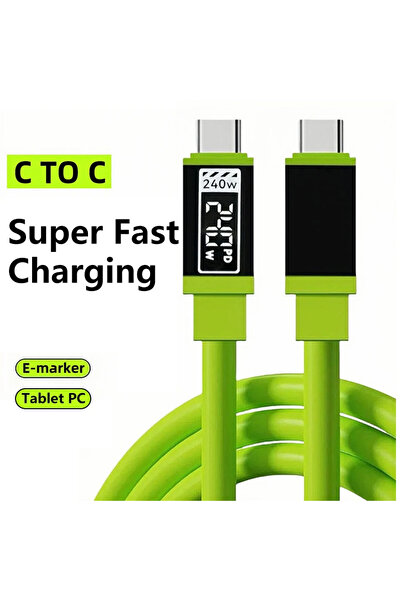 choice2 1m Green Type C-C 10A 240W Silicone Cables Super Fast Charging USB/Ty...