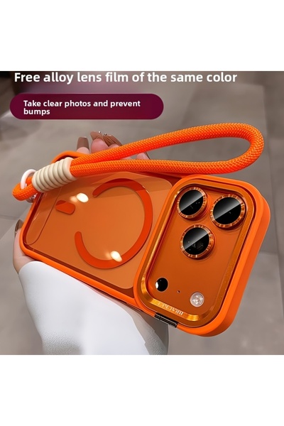 Choice90 iPhone17 Pro Max Orange Camera Bracket Acrylic Magnetic Phone Case f...