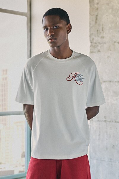 Bershka Kısa kollu reglan baskılı tişört