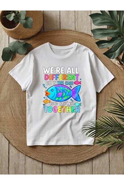 4CR Men's Colorful Fish Symbol Pattern T-Shirt – Soft Blended Crew Neck Short...