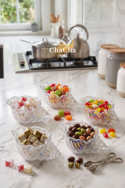 ChaCha Home Maris |   Decorative Glass Sea Shell Turkish Delight Bowl & Prese...