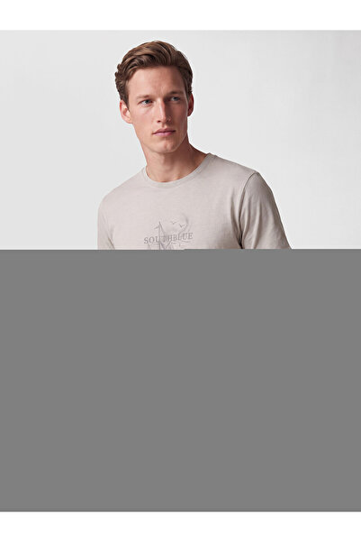 LC Waikiki Vizyon New Season Gray Crew Neck Men's Printed T-Shirt