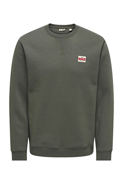 Only & Sons Green Men's O-Neck Printed Sweatshirt 22033193 Onsdawson Reg Crew...