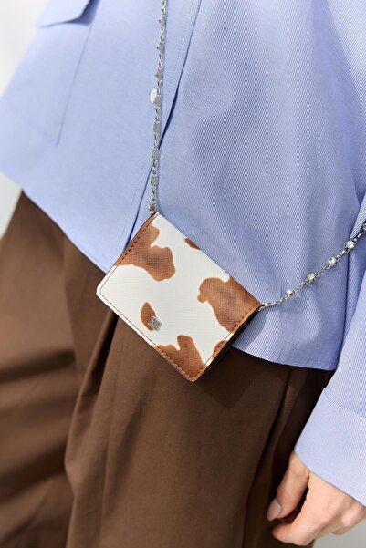KADRİYE BAŞTÜRK Animal Patterned Leather Wallet Brown