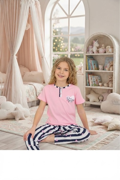 Erca Home Tekstil Ürünleri 100% Cotton Combed Cotton Girls' Pajama Set 2Y,3Y,...