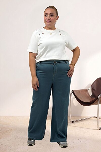 Eslina 5051 Borupaça Gabardine Trousers with Pocket Detail - Petrol