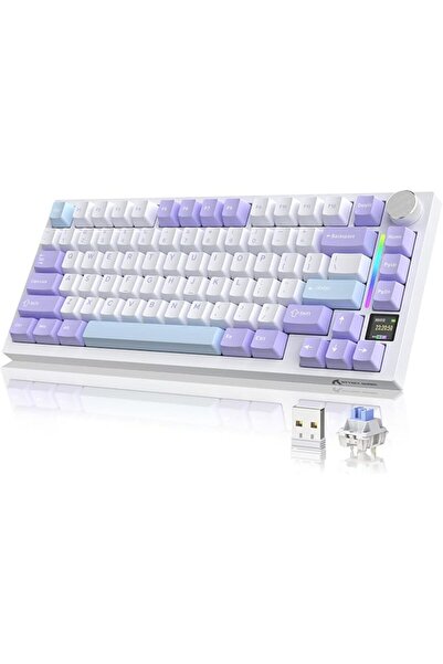 YINDIAO لوحة مفاتيح ميكانيكية Ajazz AK820 مع مقبض، تصميم ANSI بنسبة 75%، 81 م...