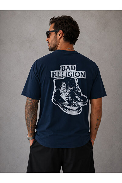 SOFT AURA Unisex Navy Blue Oversize T-Shirt Bad