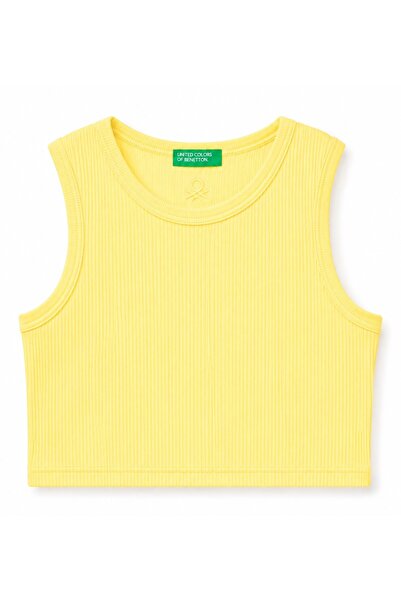 United Colors of Benetton بلوزة بناتي من بينيتون بياقة دائرية وأحزمة سميكة، م...