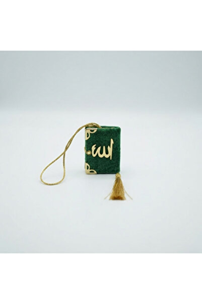 Mini Kuran-ı Kerim - 4.5 cm x 5.5 cm - ALLAH Lafzı Yaldız İşlemeli - Püsküllü ve Asma İpli