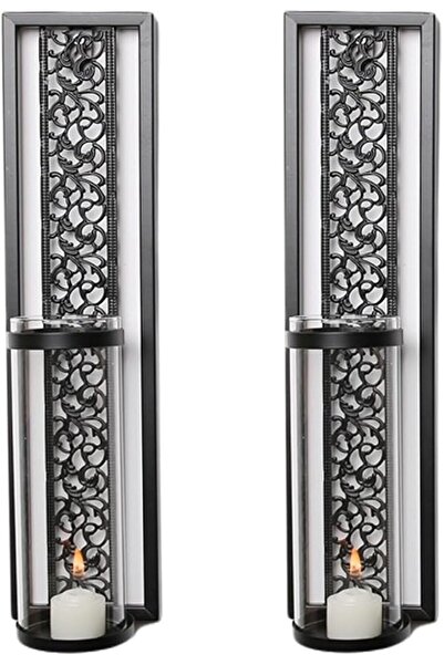 YUEHISY 2pcs Wall Candle Sconces, Wall Mounted Holders with Transparent Glass...