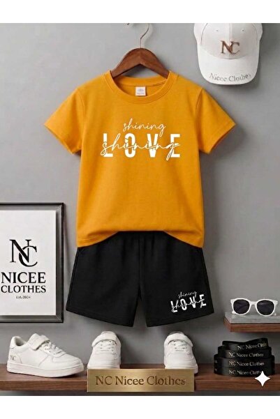 Leto Lykia Summer Children's T-Shirt Shorts Unisex (White Love Printed)