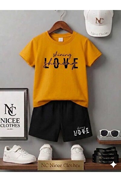 Leto Lykia Summer Children's T-Shirt Shorts Unisex (Black Love Printed)