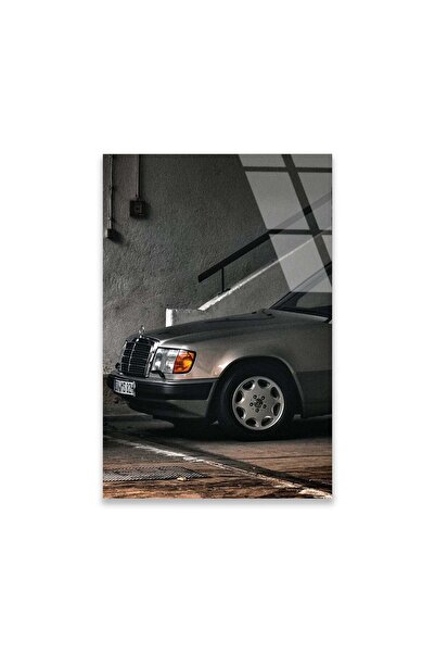 SteelArtDec Klasik Mercedes W124 Siyah Beyaz Cam Tablo - DEG0481