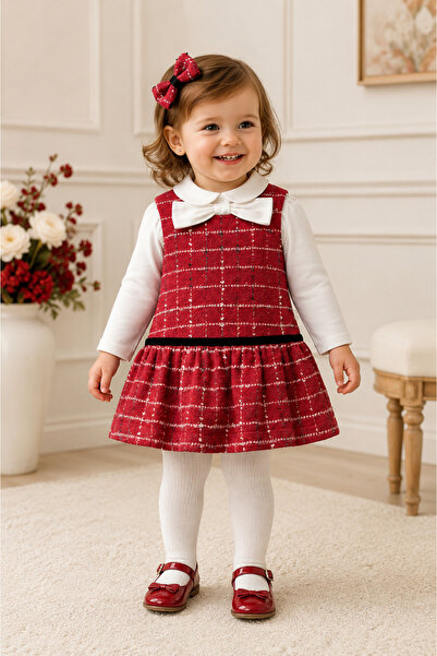 Alvadonna Tweed Glitter Dress with Cotton Shirt Baby Girl Dress